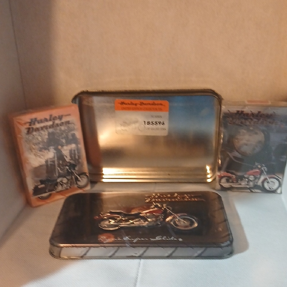 Harley-Davidson Playing Cards Silver and Black Tin Collection